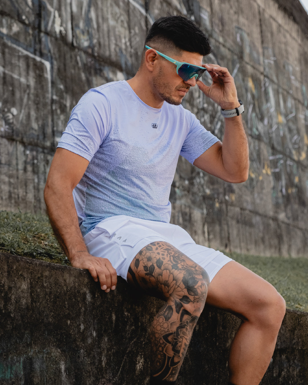 Pantaloneta Running Momentum Blanca - Hombre